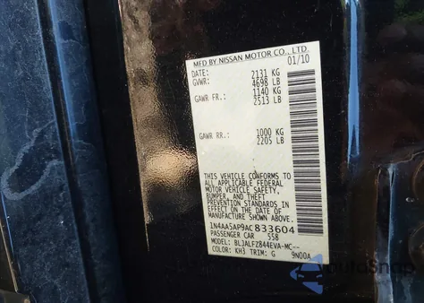 2010 Nissan Maxima 3.5 Sv z USA, uszkodzony, nr VIN 1N4AA5AP9AC833604